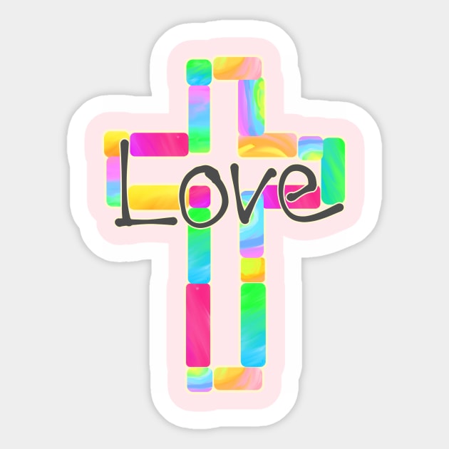 Decorative Cross with Love Sticker by AlondraHanley